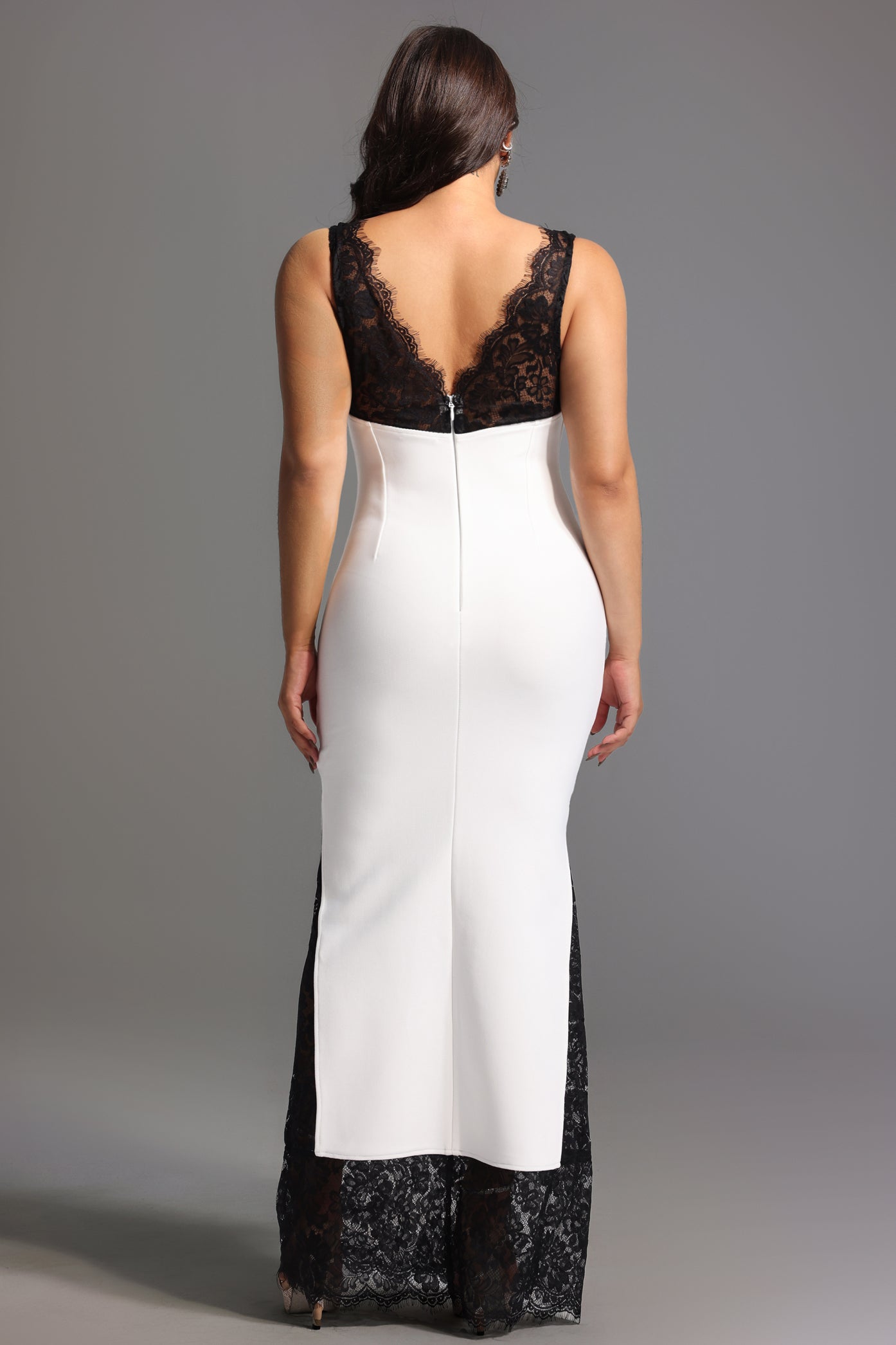 Gunnhild Lace Deep V Maxi Dress	