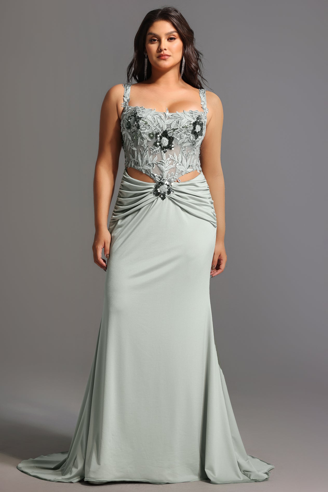 Valery Diamond Fishtail Maxi Dress	