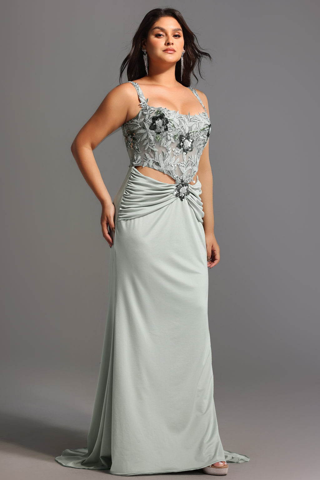 Valery Diamond Fishtail Maxi Dress	