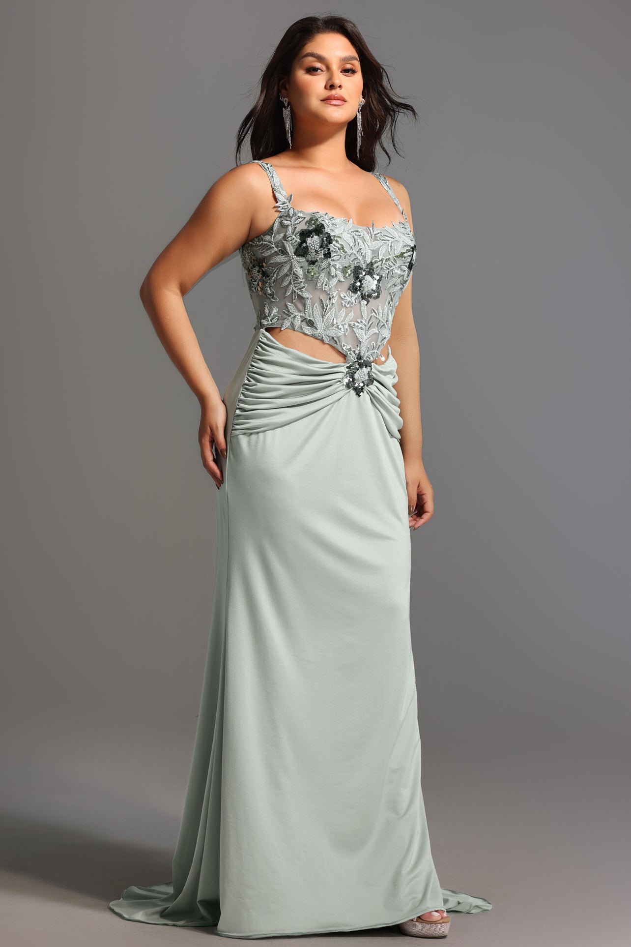 Valery Diamond Fishtail Maxi Dress	