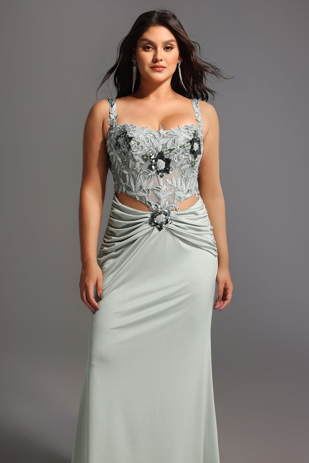 Valery Diamond Fishtail Maxi Dress	