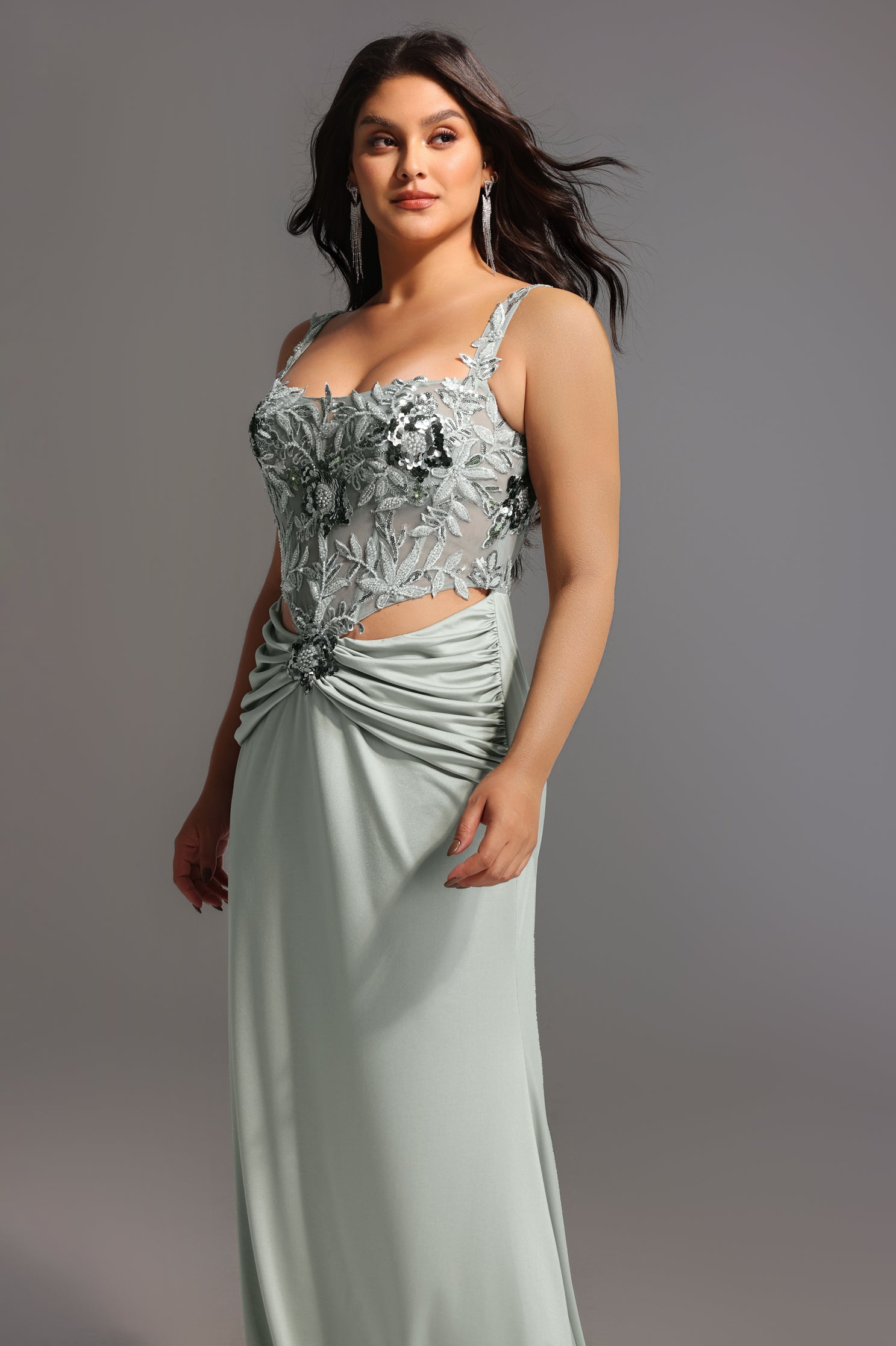 Valery Diamond Fishtail Maxi Dress	