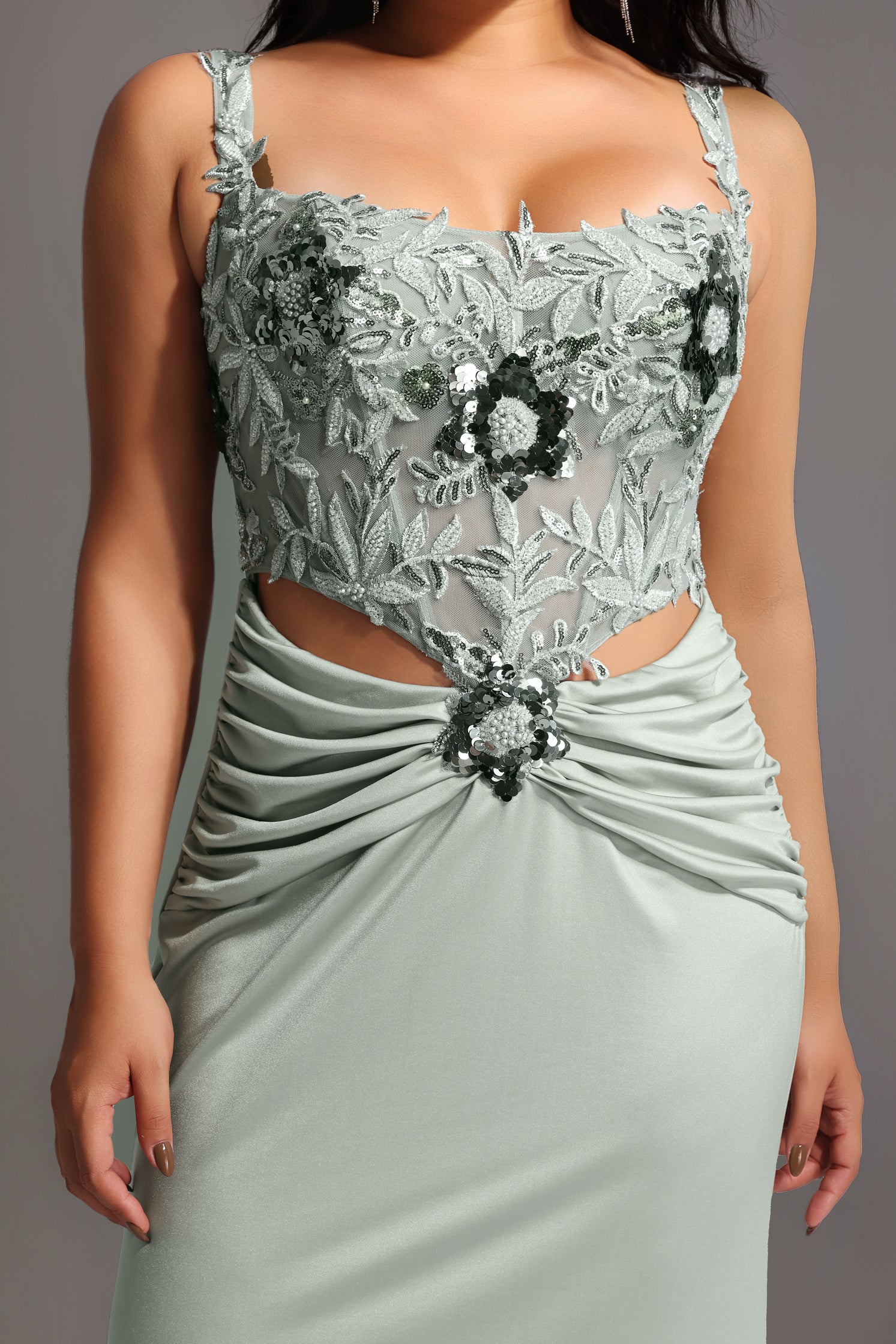 Valery Diamond Fishtail Maxi Dress	