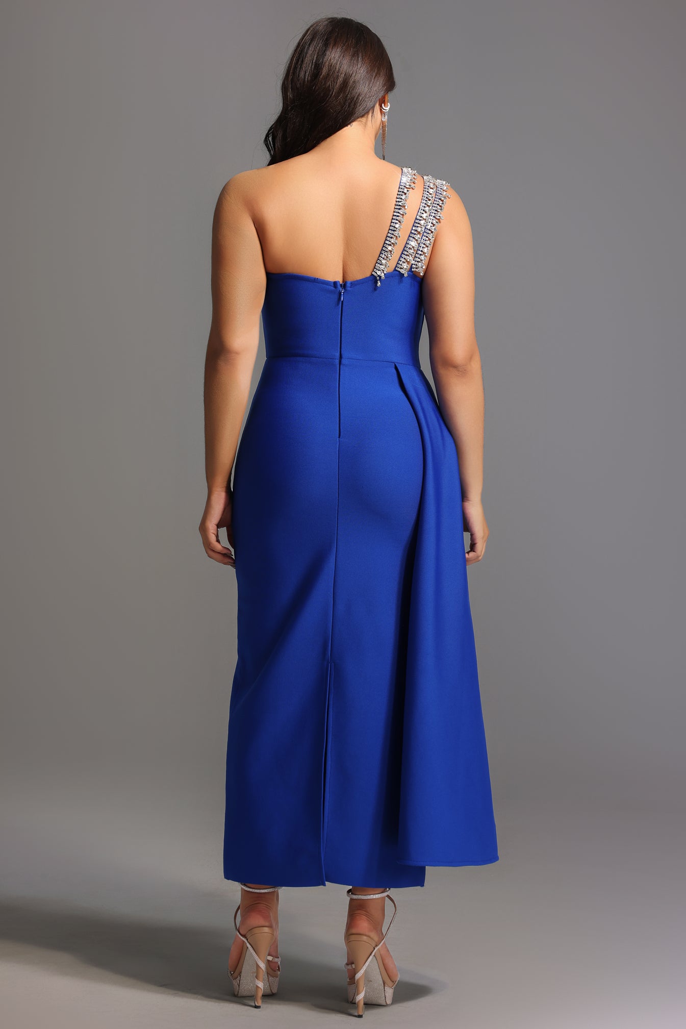 Marcella One Shoulder Diamond Bandage Maxi Dress	