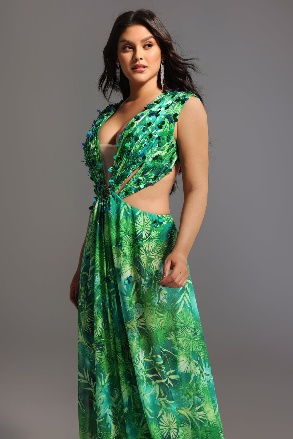 Yoland Printed Embellished Maxi Dress	