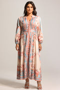 Dorte Long Sleeve Floral Printed Maxi Dress	