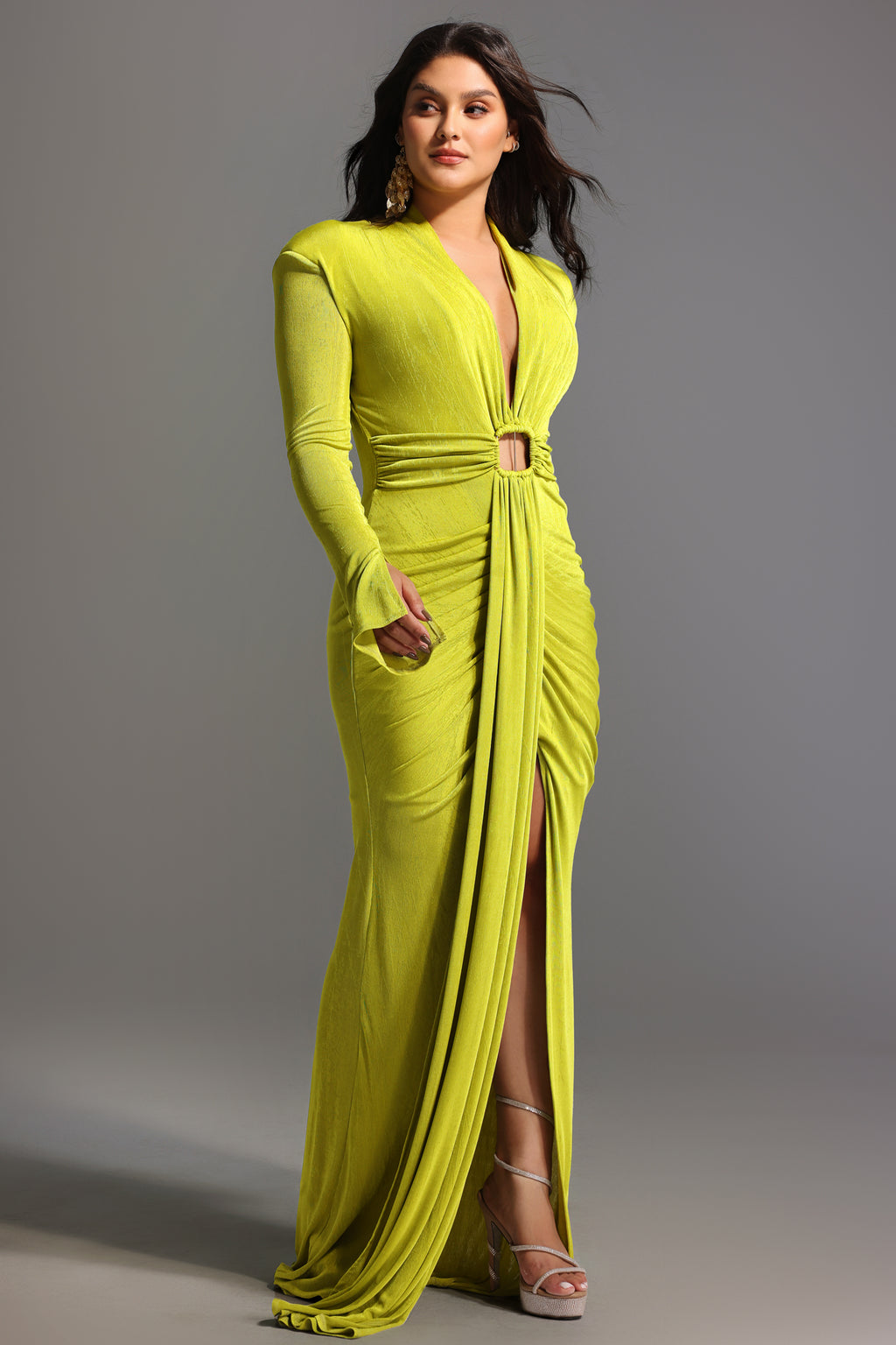 Naomi V-neck Long Sleeves Maxi Dress	