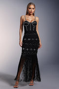 Mikao lace Sleeveless Tassels Diamond Maxi Dress	