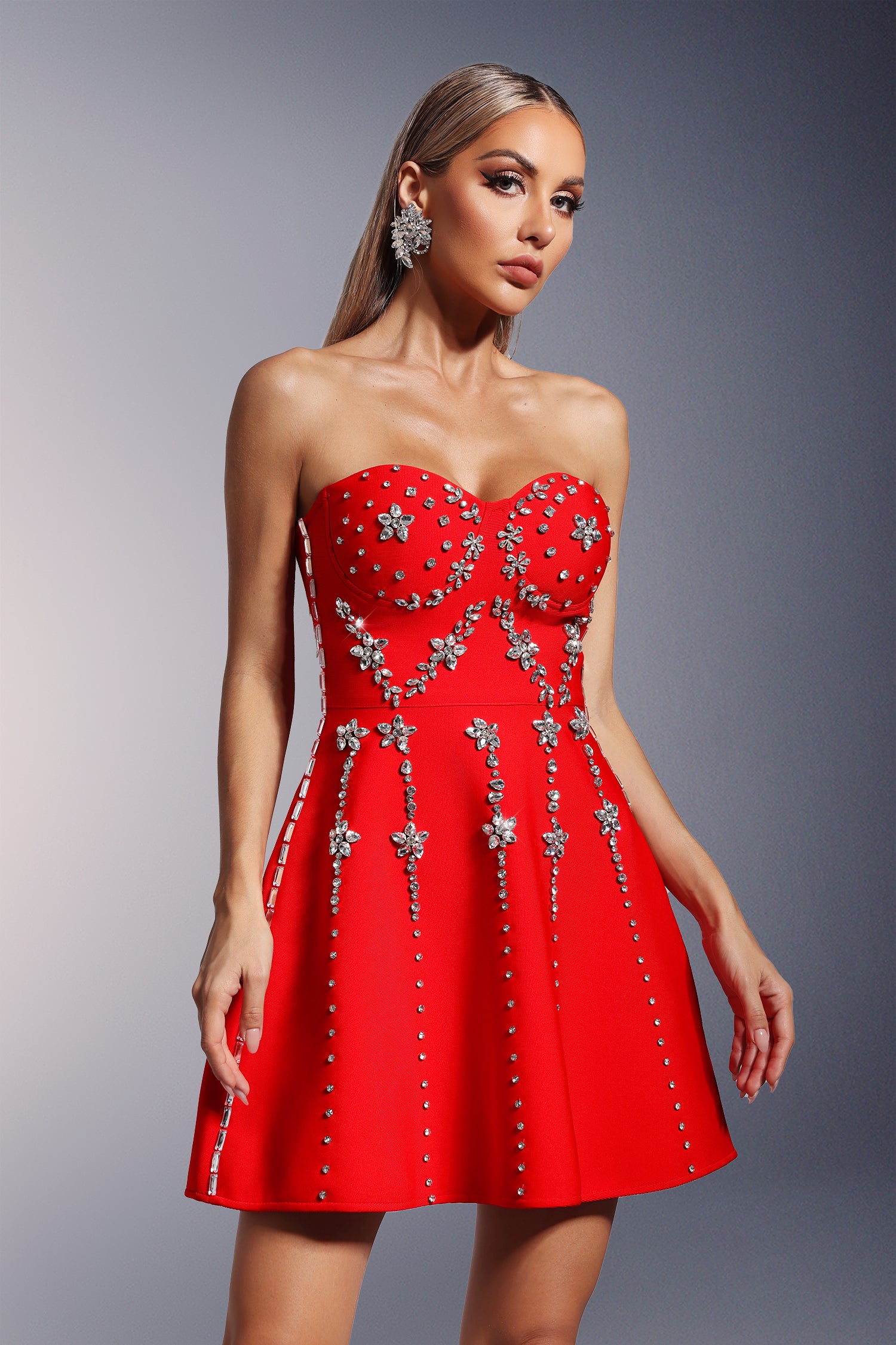 Hoshi Strapless Diamond Bandage Mini Dress	