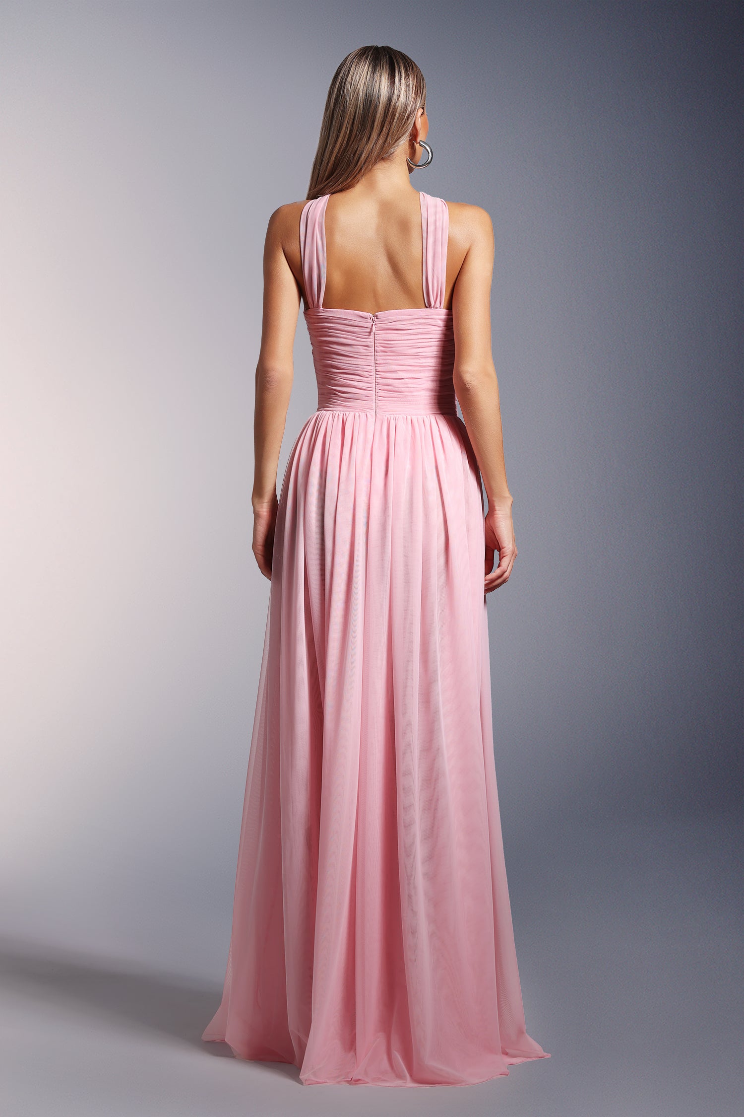 Vakana Hollow High Slit Fold Maxi Dress	