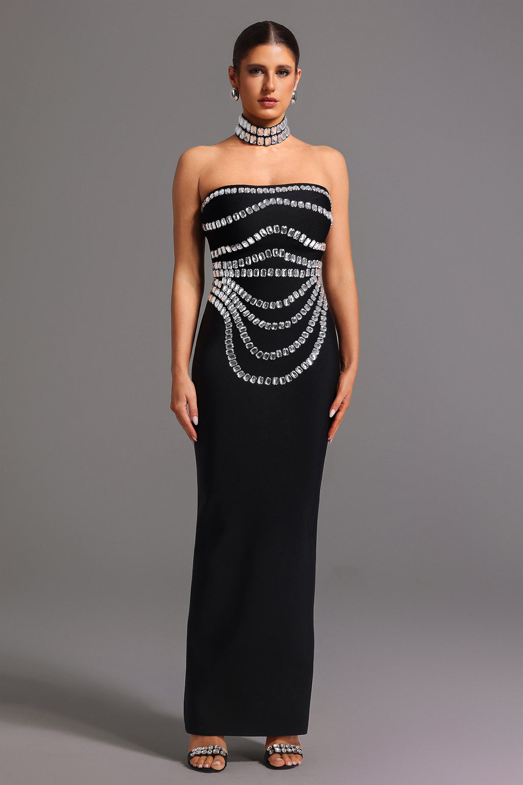 Wanda Sleeveless Diamond Bandage Maxi Dress	