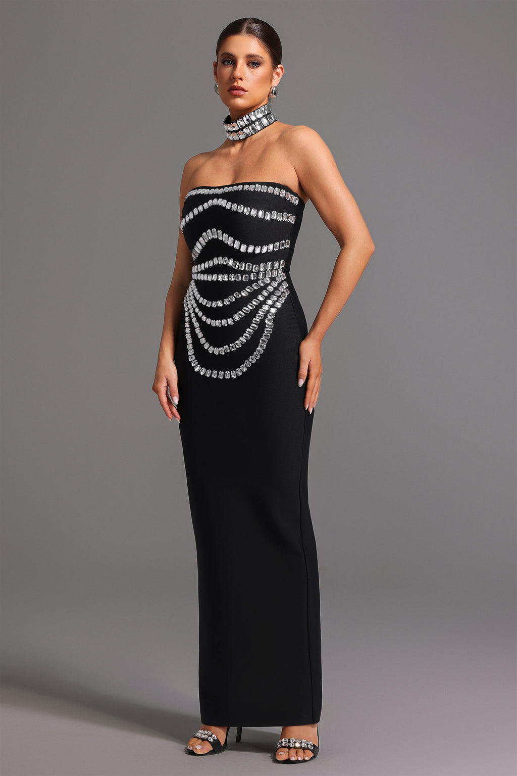 Wanda Sleeveless Diamond Bandage Maxi Dress	
