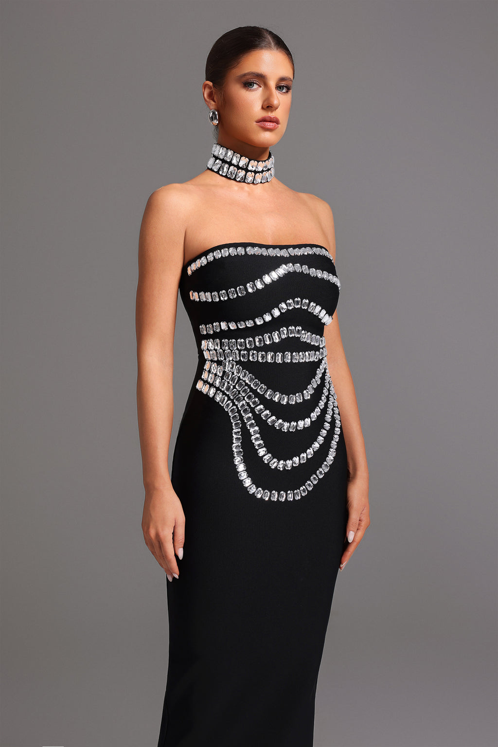 Wanda Sleeveless Diamond Bandage Maxi Dress	
