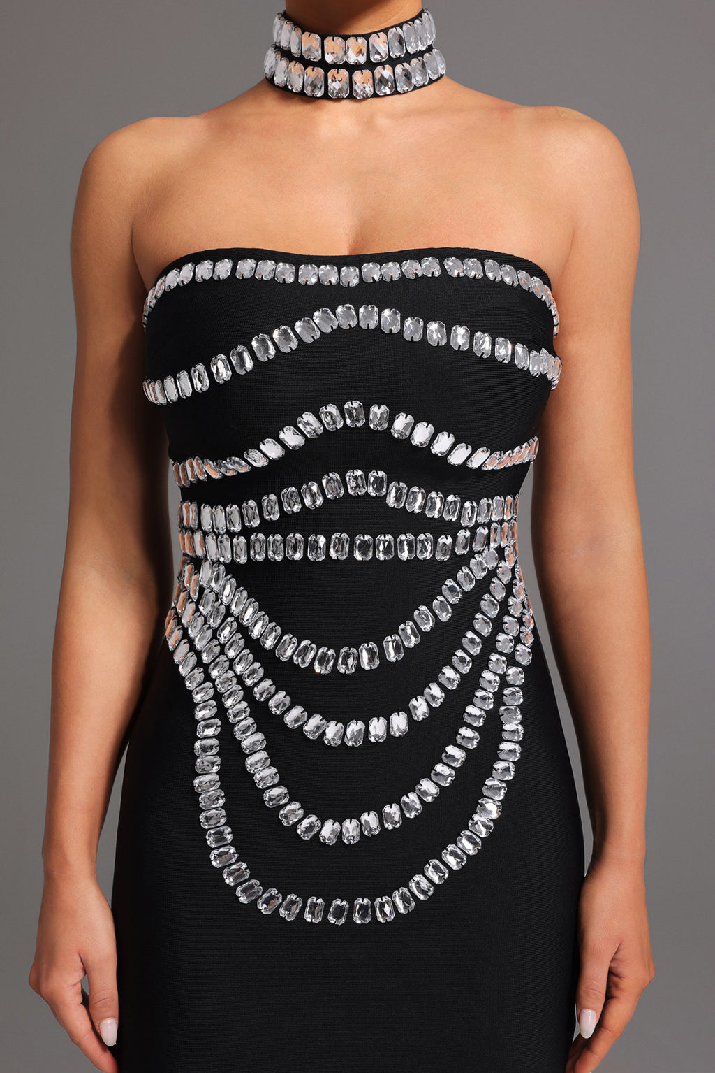 Wanda Sleeveless Diamond Bandage Maxi Dress	