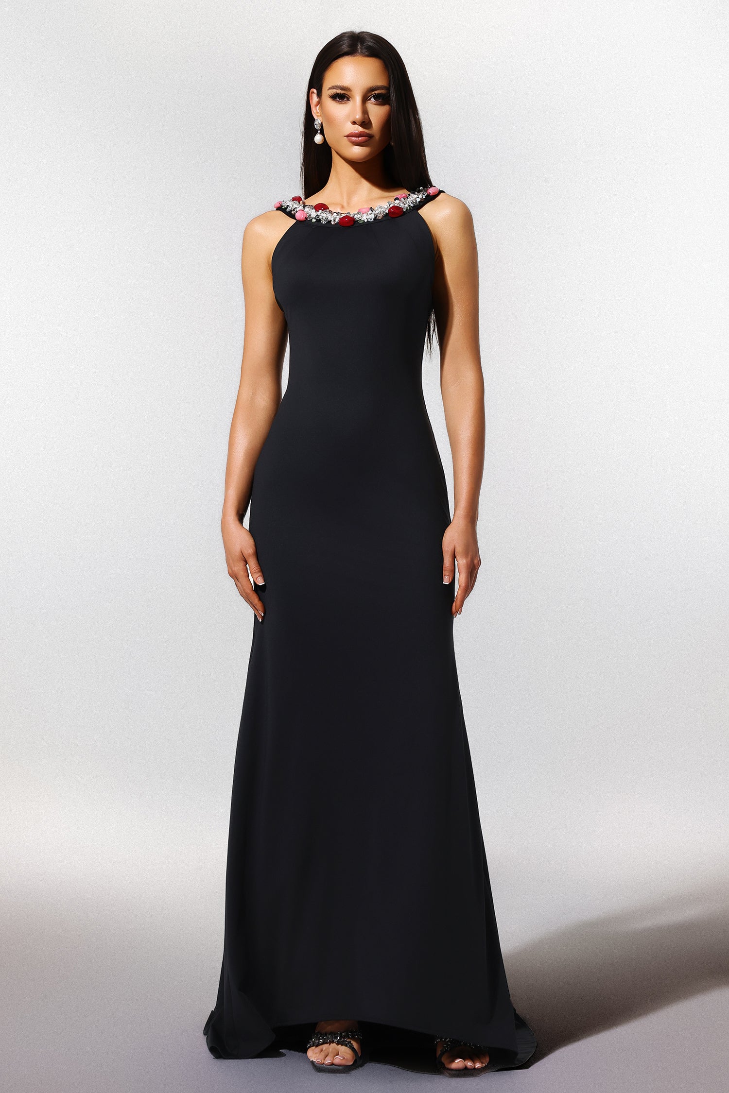 Hedar Sleeveless Backless Sequins Maxi Dress	