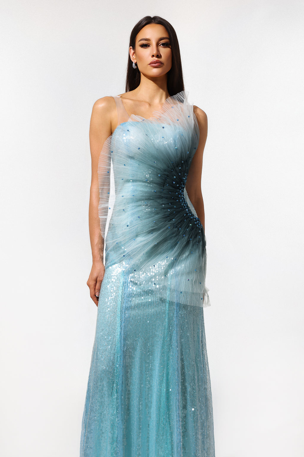 Kiwis Sleeveless Fish Tail Sequins Maxi Dress	