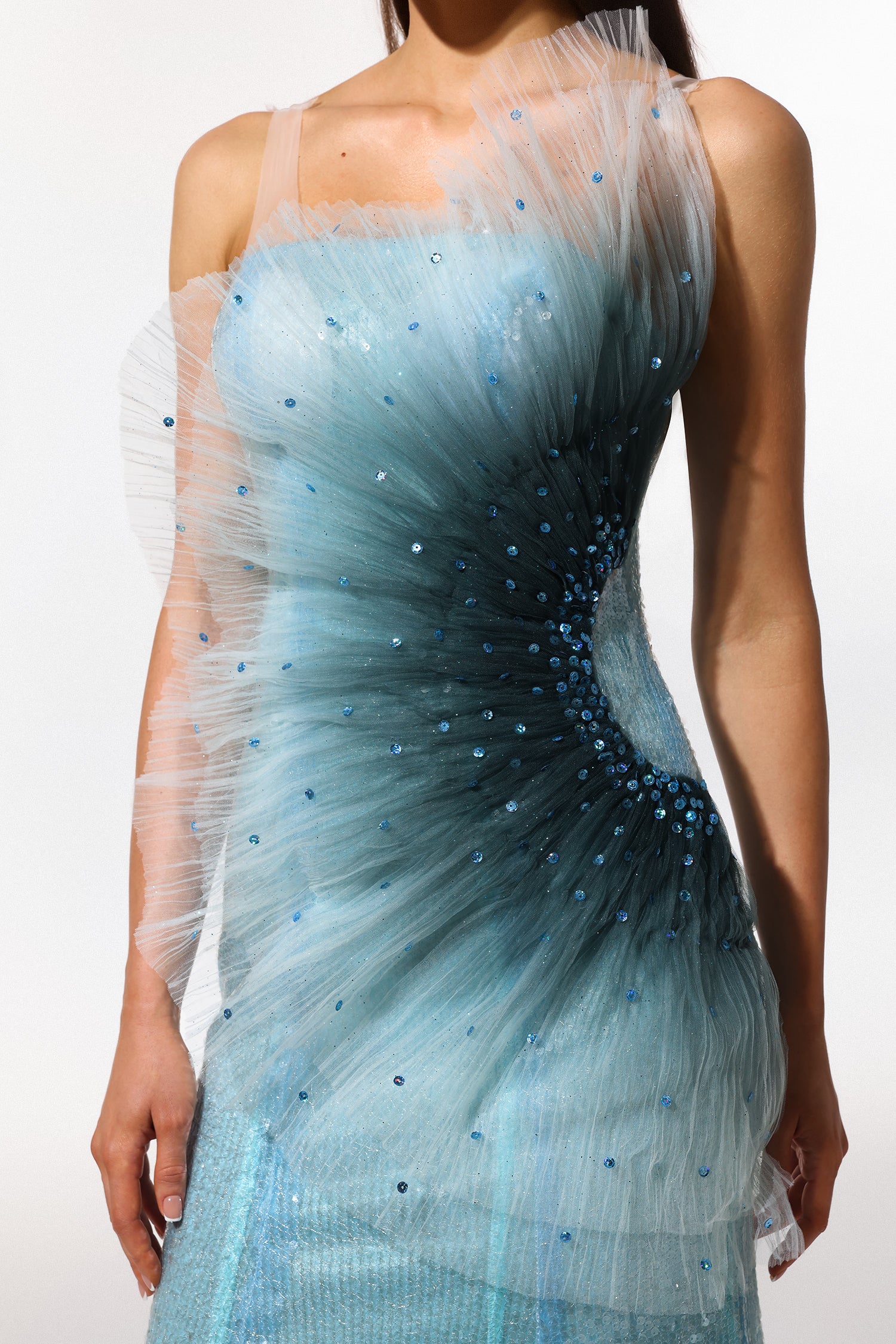 Kiwis Sleeveless Fish Tail Sequins Maxi Dress	