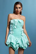 Lotta Sleeveless Fold Flowers Mini Dress	