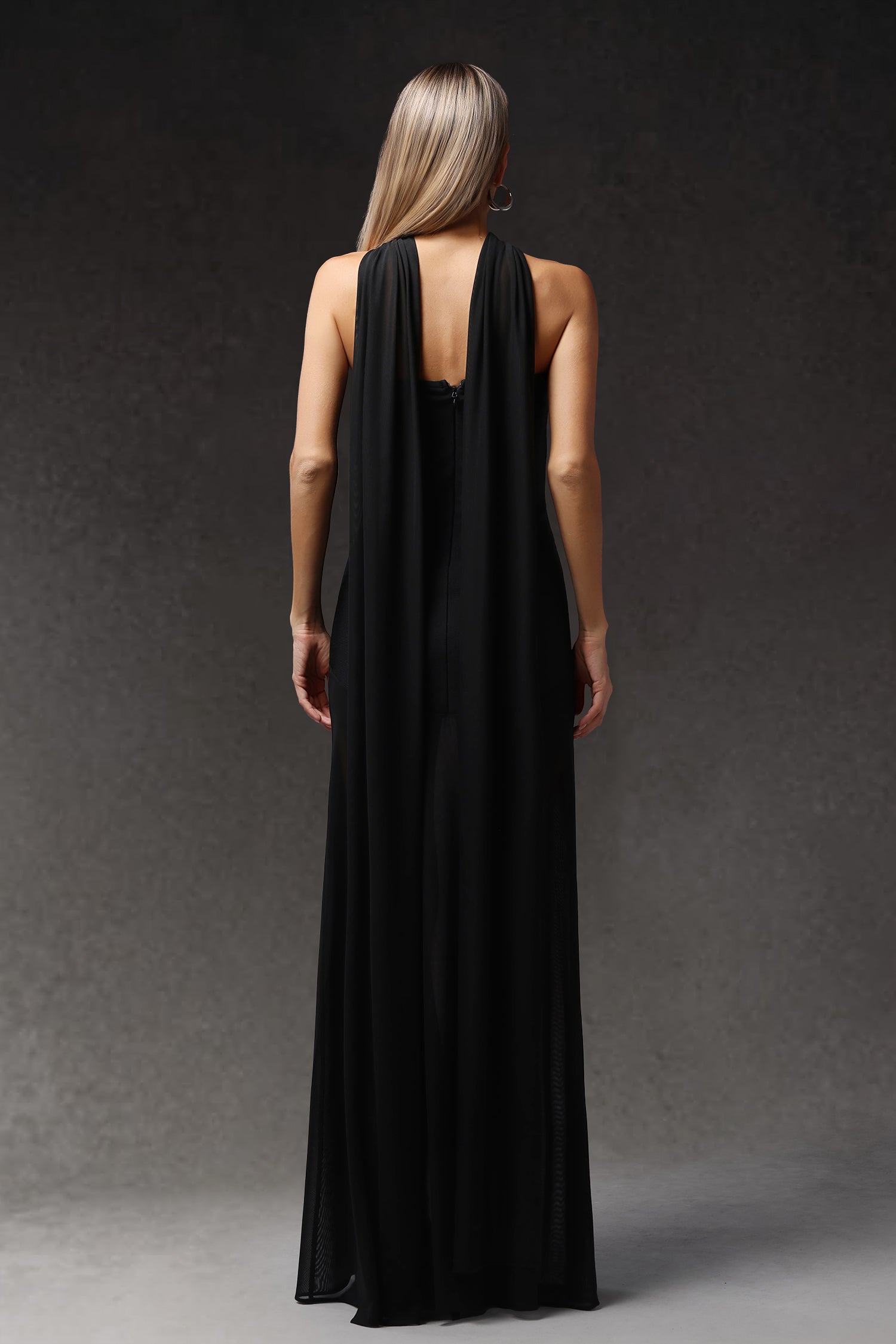 Ezgi Sleeveless Tulle Ribbon Bandage Maxi Dress	