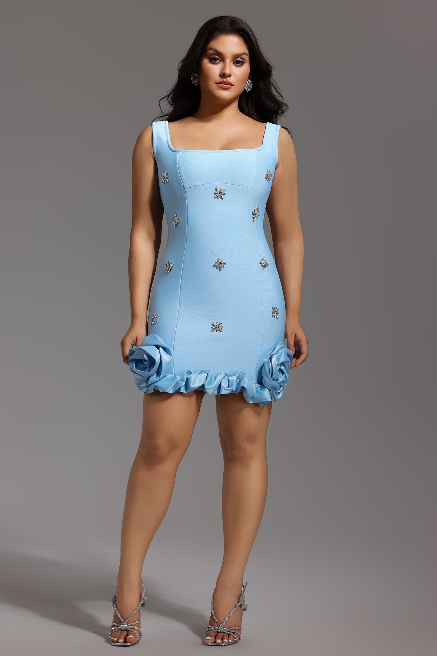 Nomi Sleeveless Diamond Flowers Mini Dress	