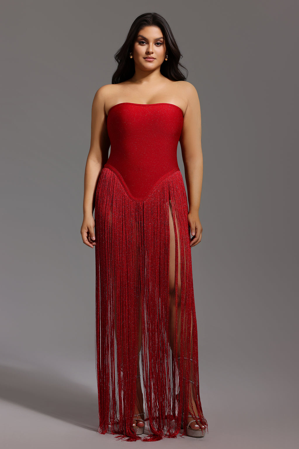 Valentina Strapless Fringe Dress	