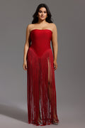Valentina Strapless Fringe Dress	