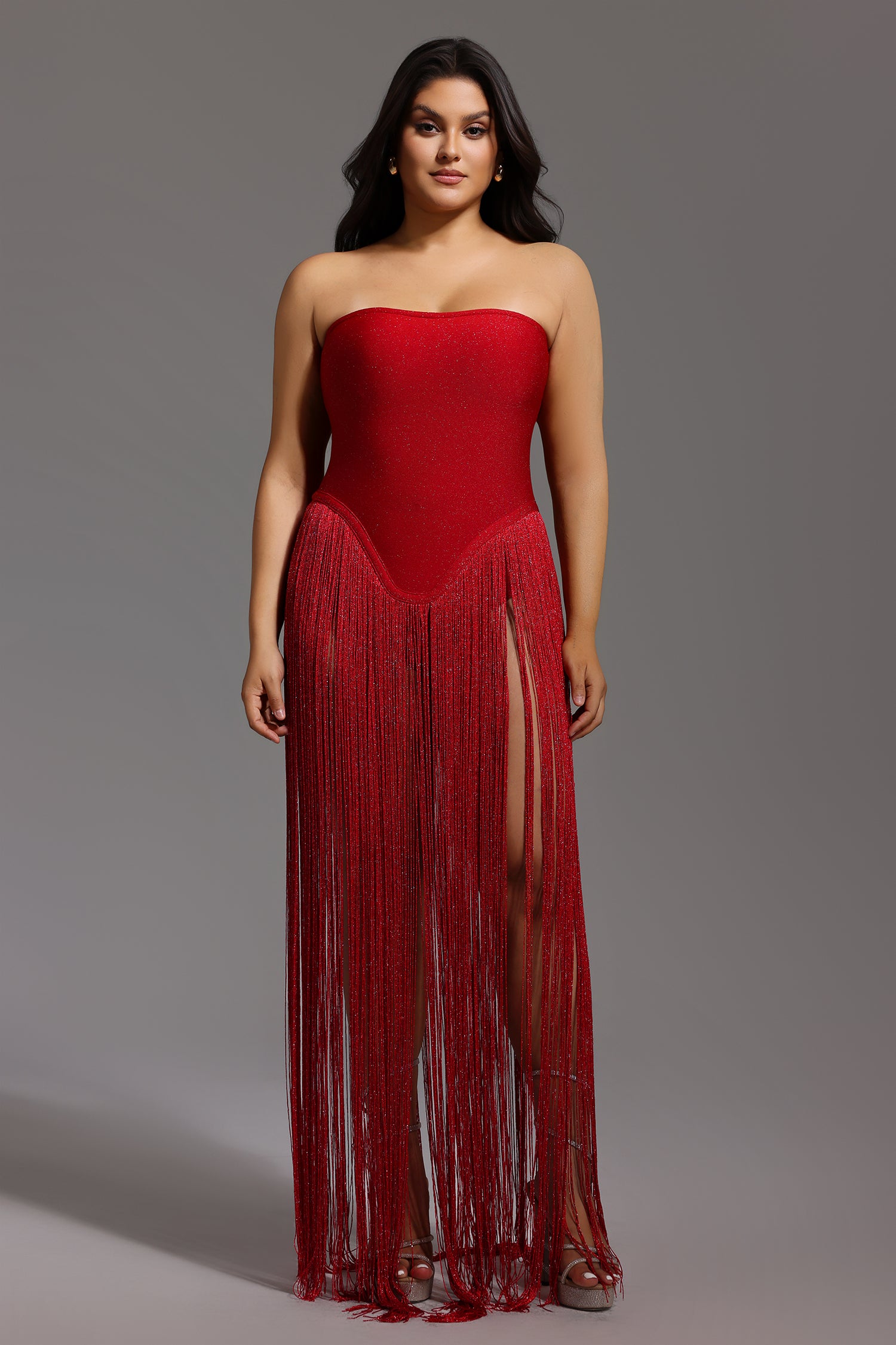 Valentina Strapless Fringe Dress	