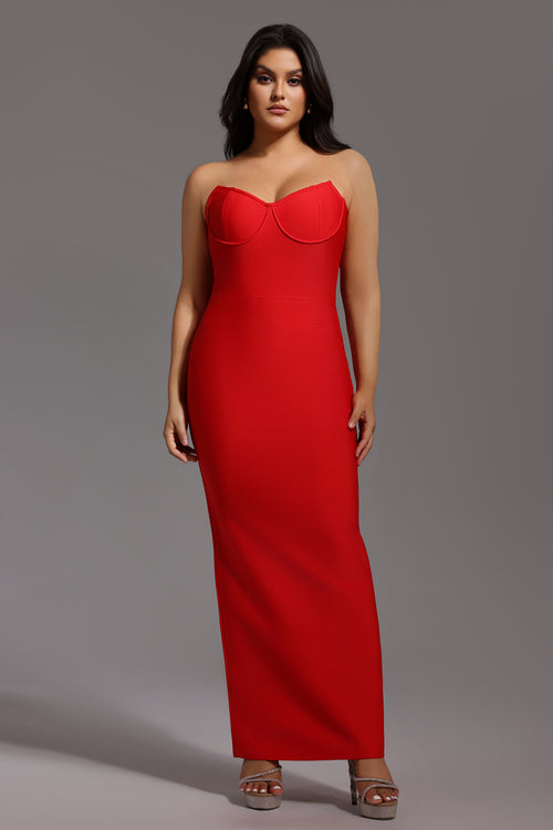 Dotte Maxi Bandage Dress - Red	