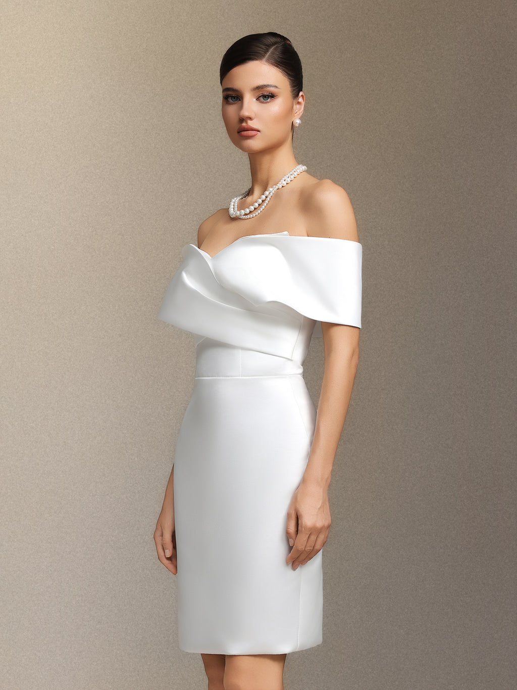Ursula Crossed one-shoulder mini evening dress	