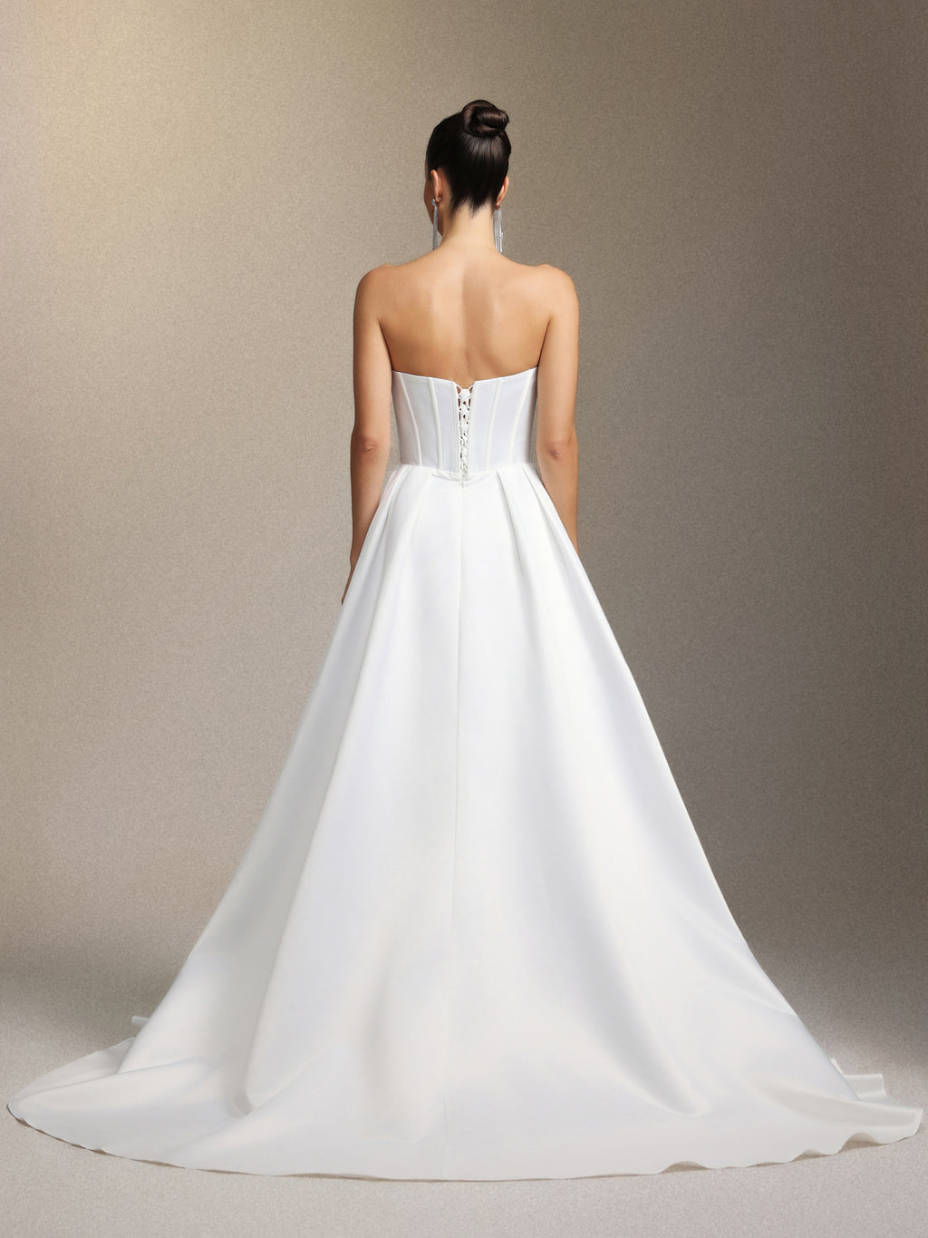 Salama Cut-out lace strapless maxi wedding dress	