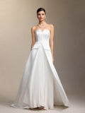 Niaca Strapless pleated maxi wedding dress	