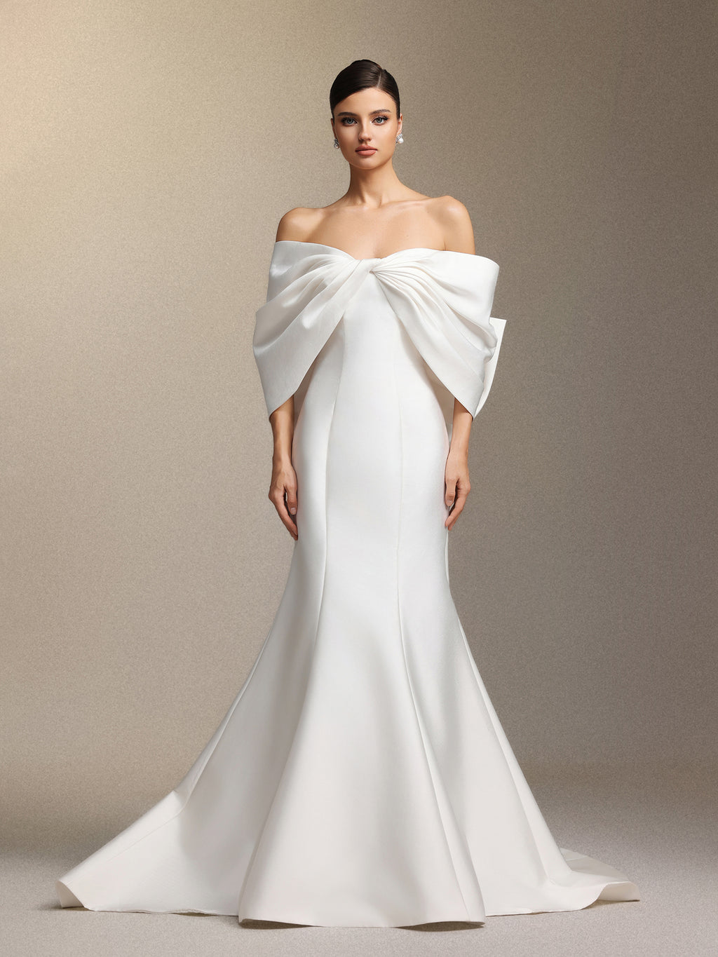 Euen Slimming bow fishtail maxi wedding dress	