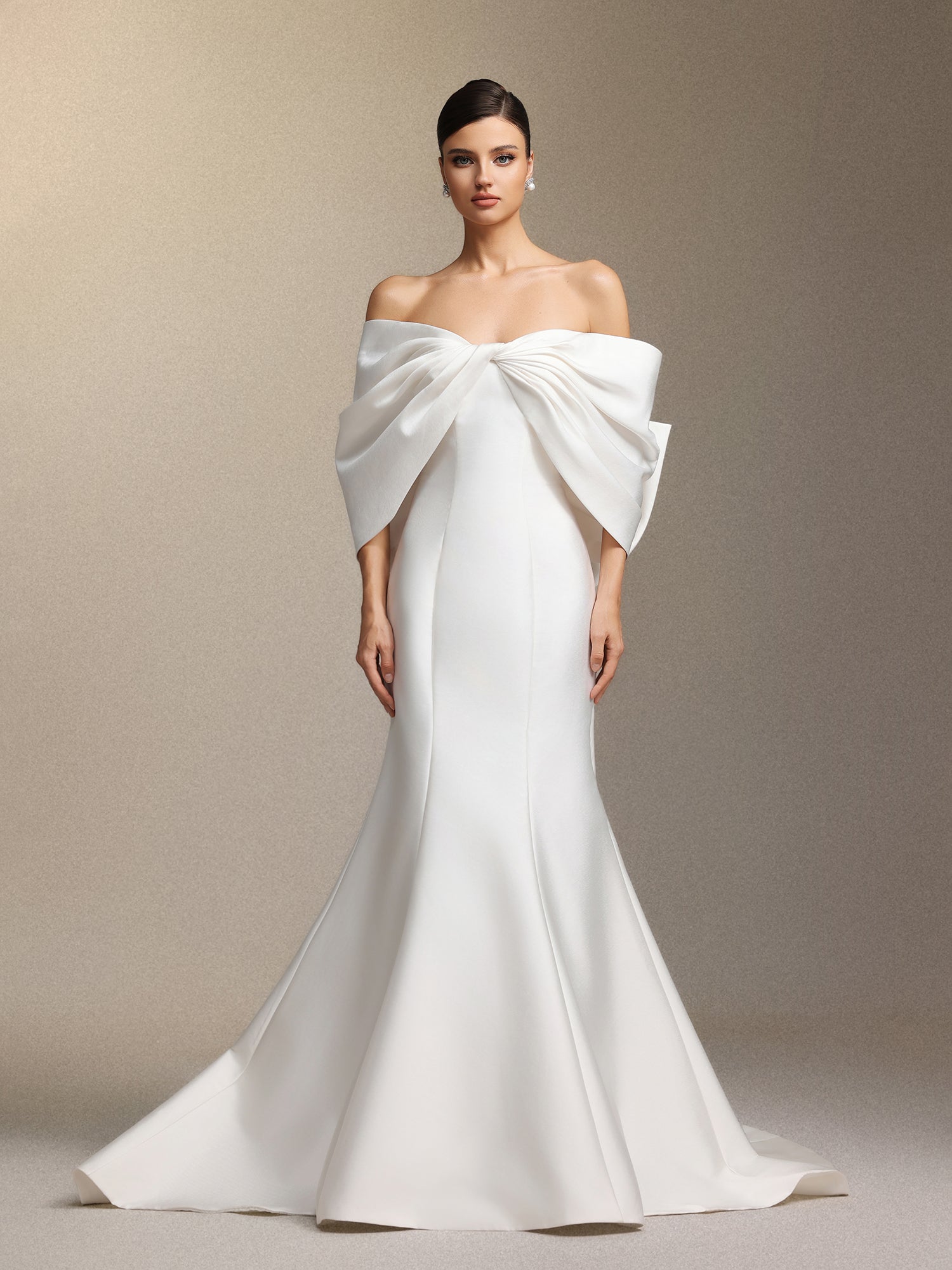 Euen Slimming bow fishtail maxi wedding dress	