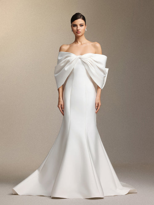 Euen Slimming bow fishtail maxi wedding dress	