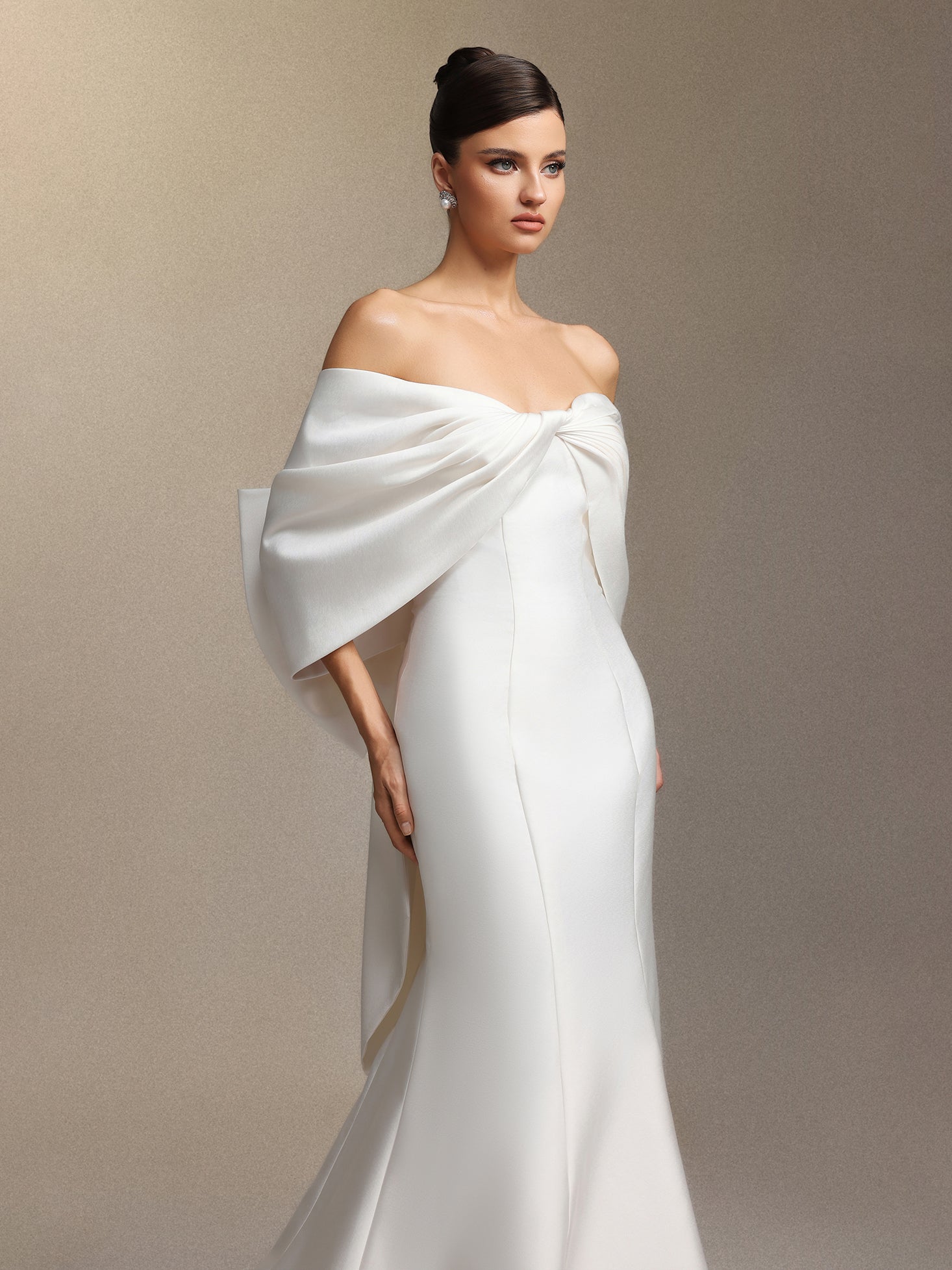Euen Slimming bow fishtail maxi wedding dress	