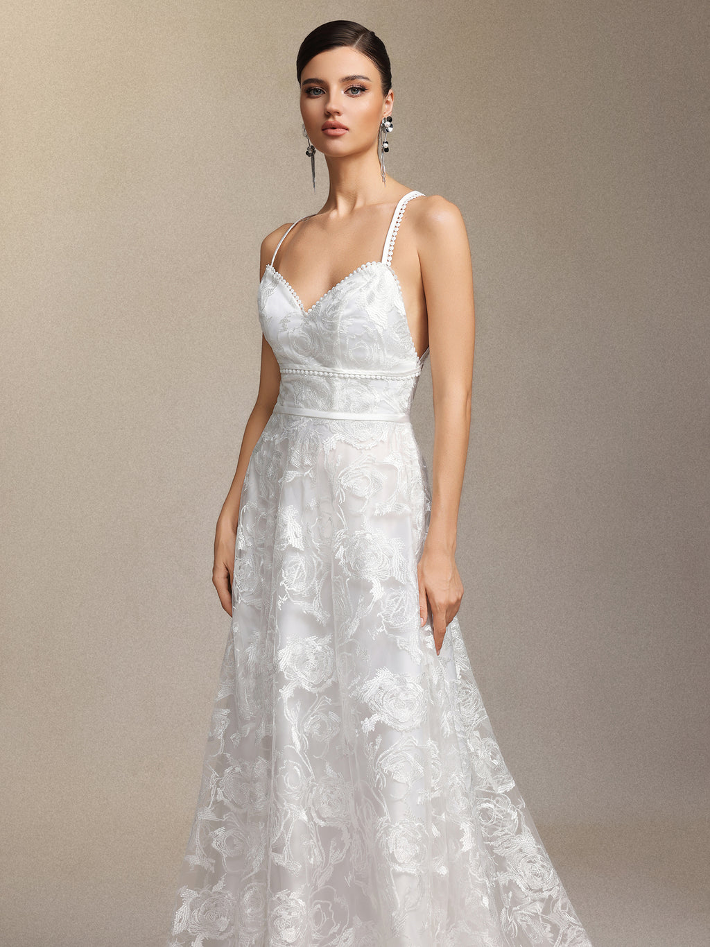 Ralaya Deep V-neck lace halter maxi wedding dress	