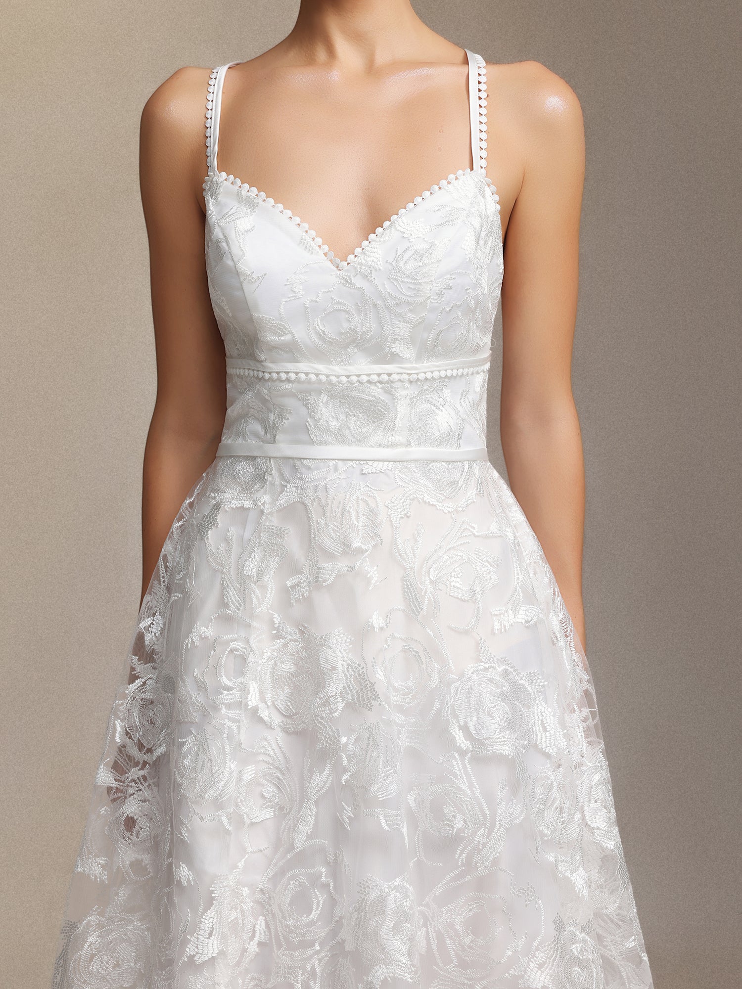 Ralaya Deep V-neck lace halter maxi wedding dress	