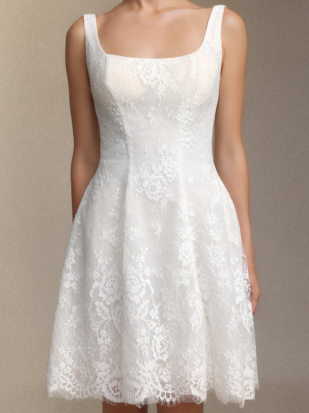Tutuni Lace square-neck halter mini dress	
