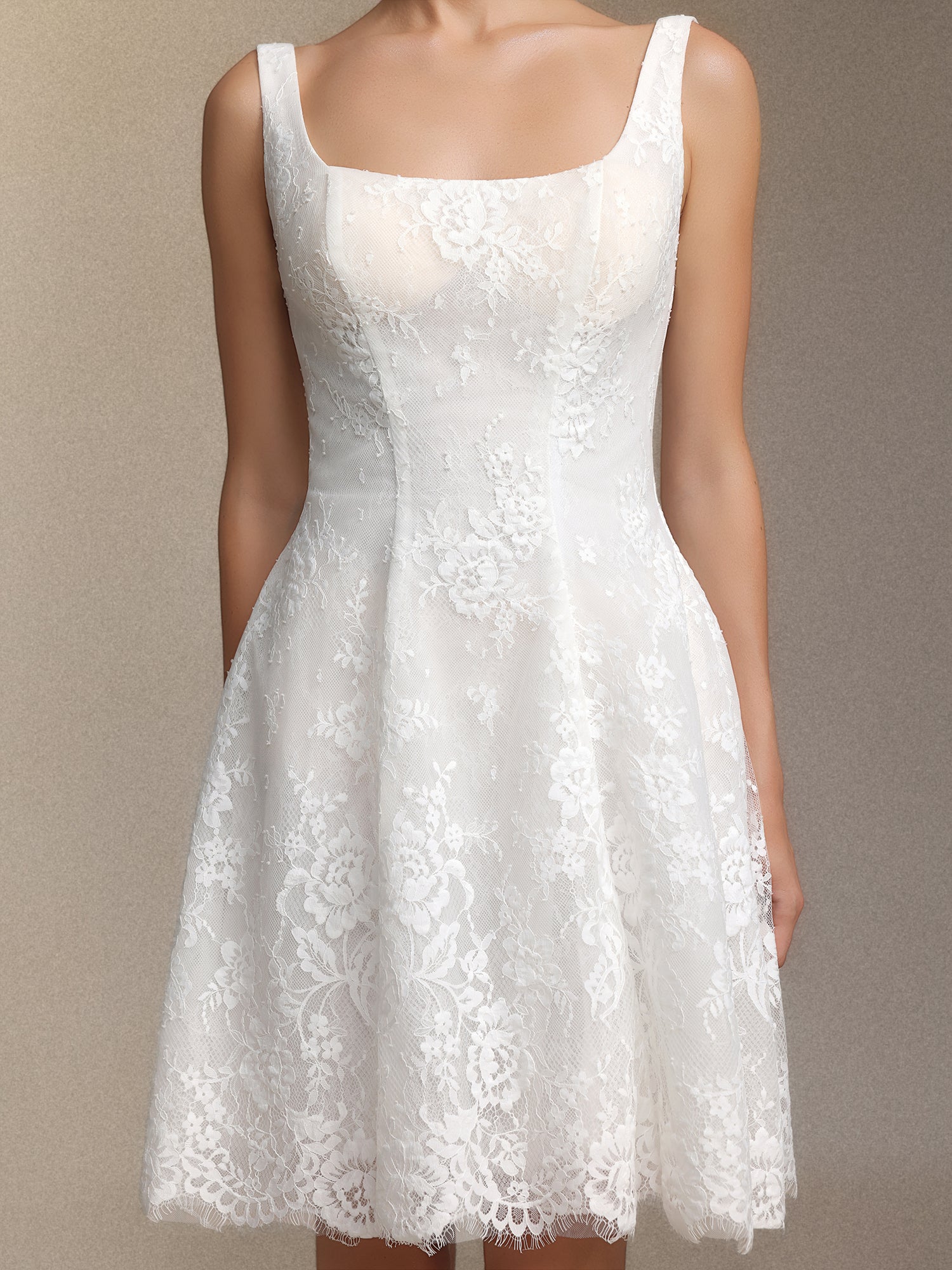 Tutuni Lace square-neck halter mini dress	