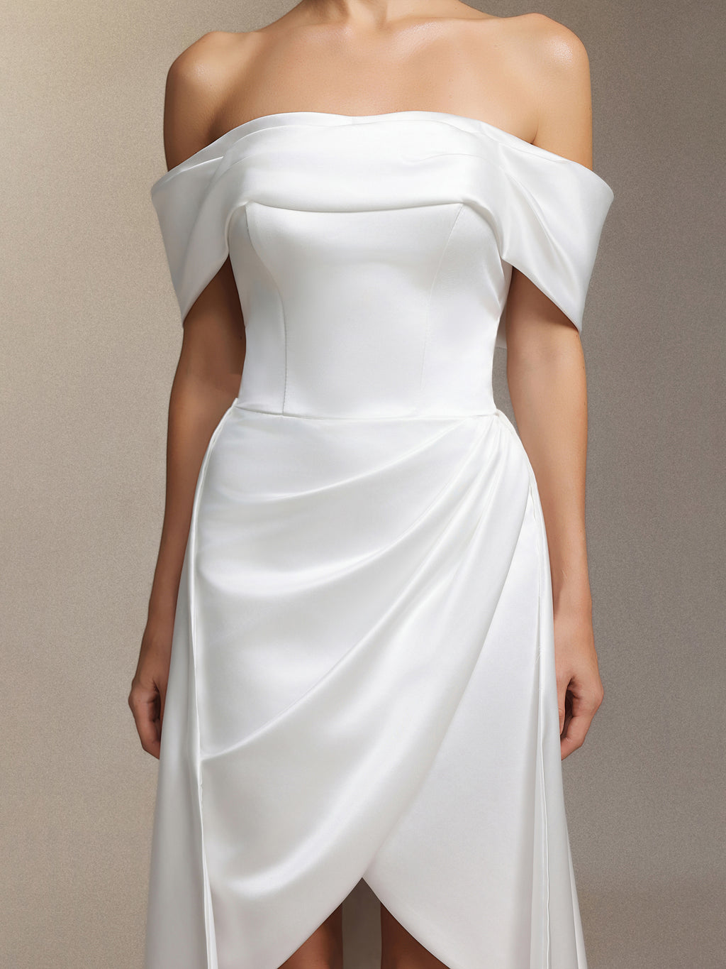 Marris One-shoulder detachable maxi wedding dress	
