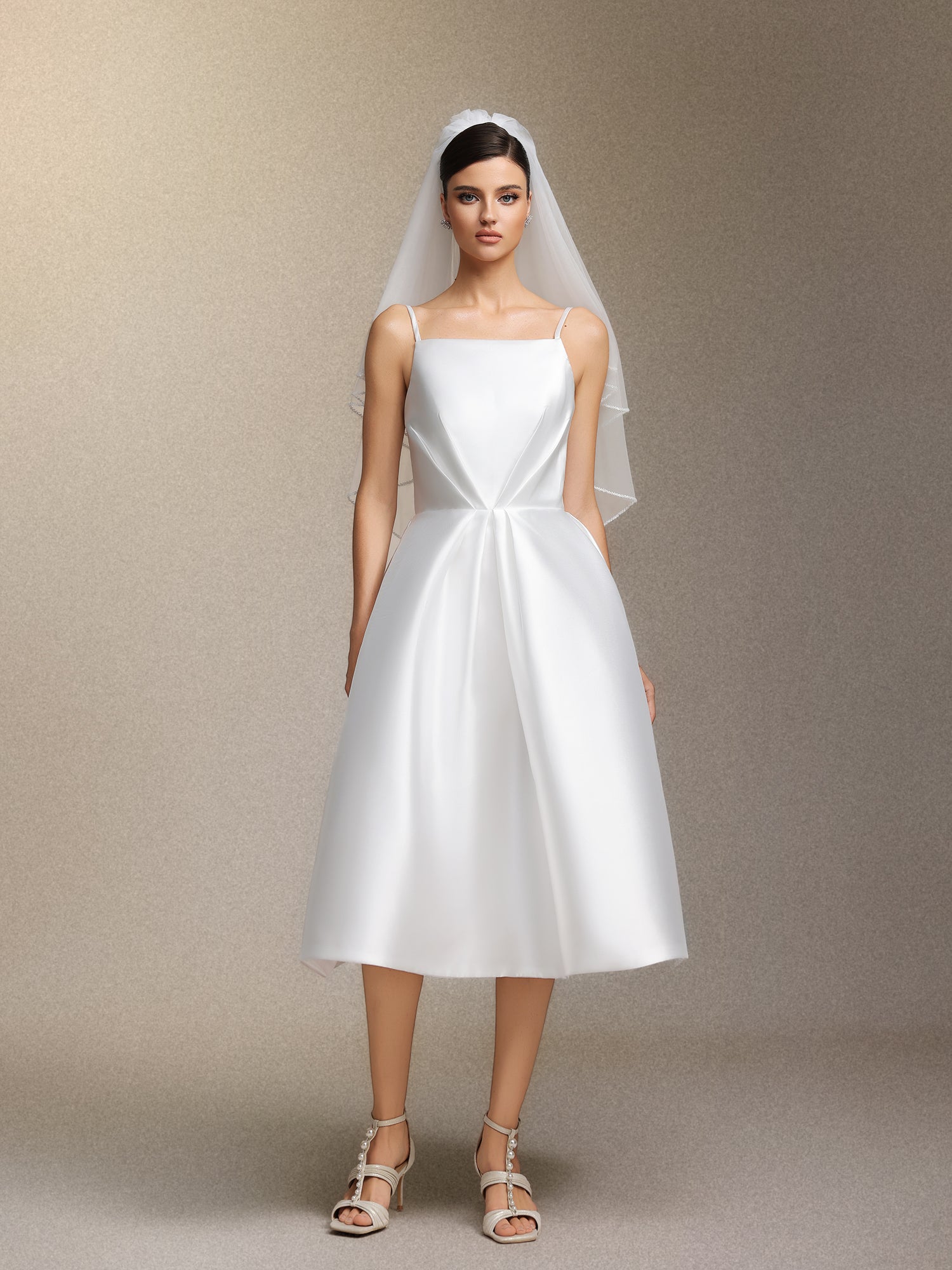 Joy Millipin£¬Halter top square collar mid-length style midi wedding dress	