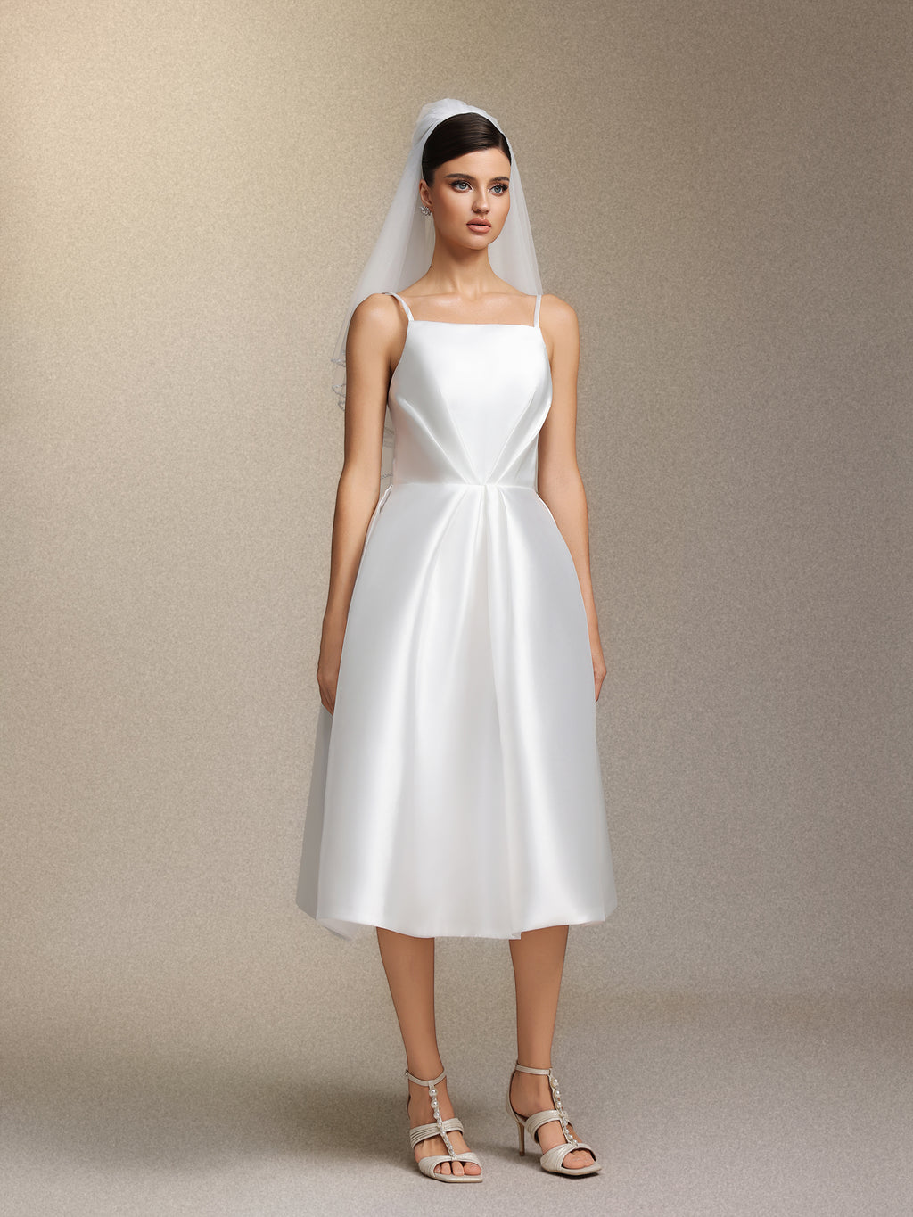 Joy Millipin£¬Halter top square collar mid-length style midi wedding dress	