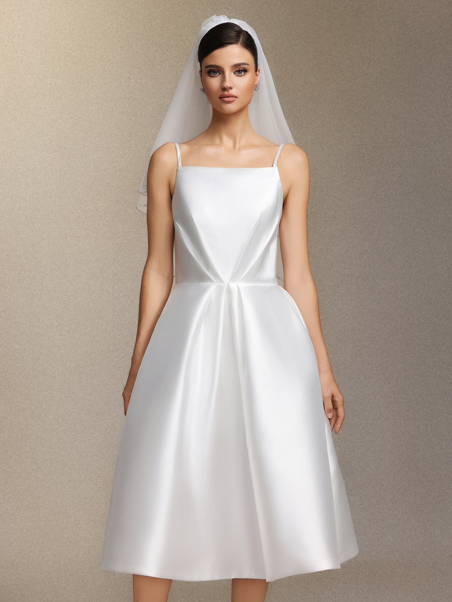 Joy Millipin£¬Halter top square collar mid-length style midi wedding dress	