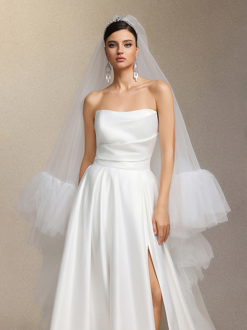Yahir Strapless and slit wedding maxi dress	