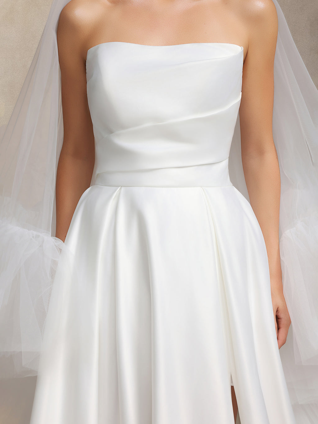 Yahir Strapless and slit wedding maxi dress	