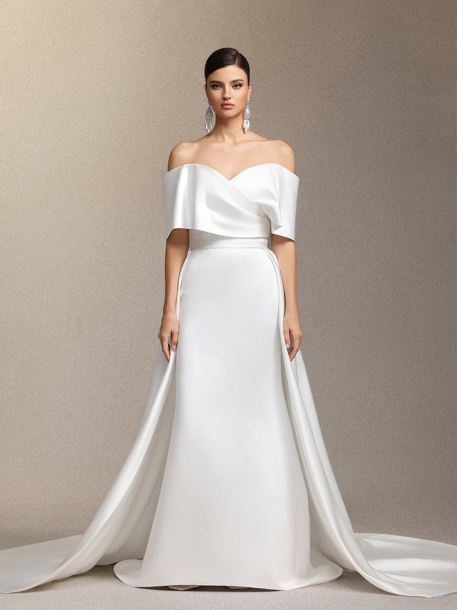 Quinta One-shoulder fish tail maxi wedding dress	
