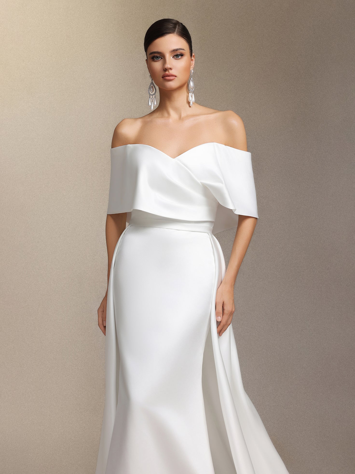 Quinta One-shoulder fish tail maxi wedding dress	