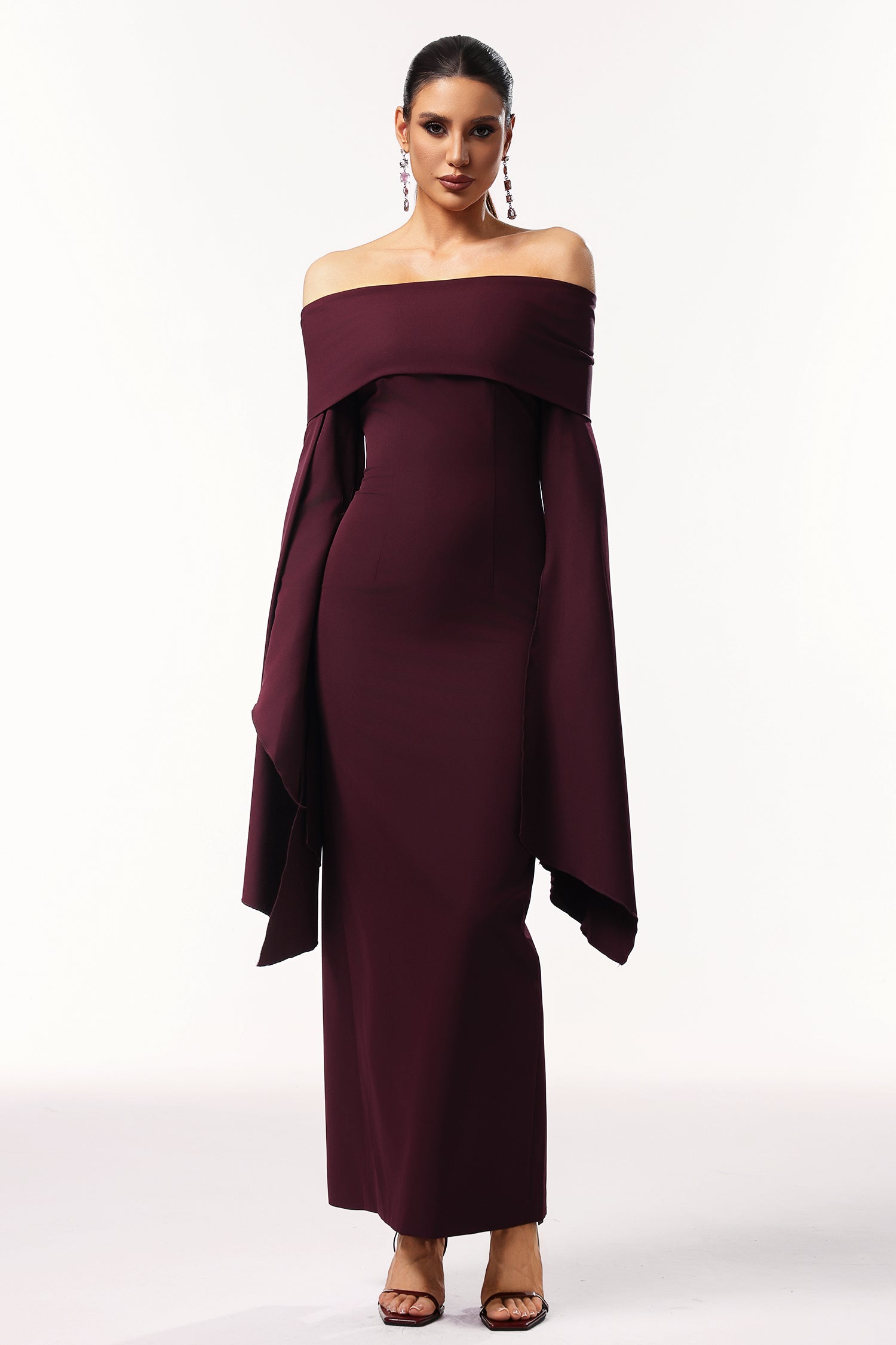 Zaria Off The Shoulder Long Sleeves Maxi Dress	
