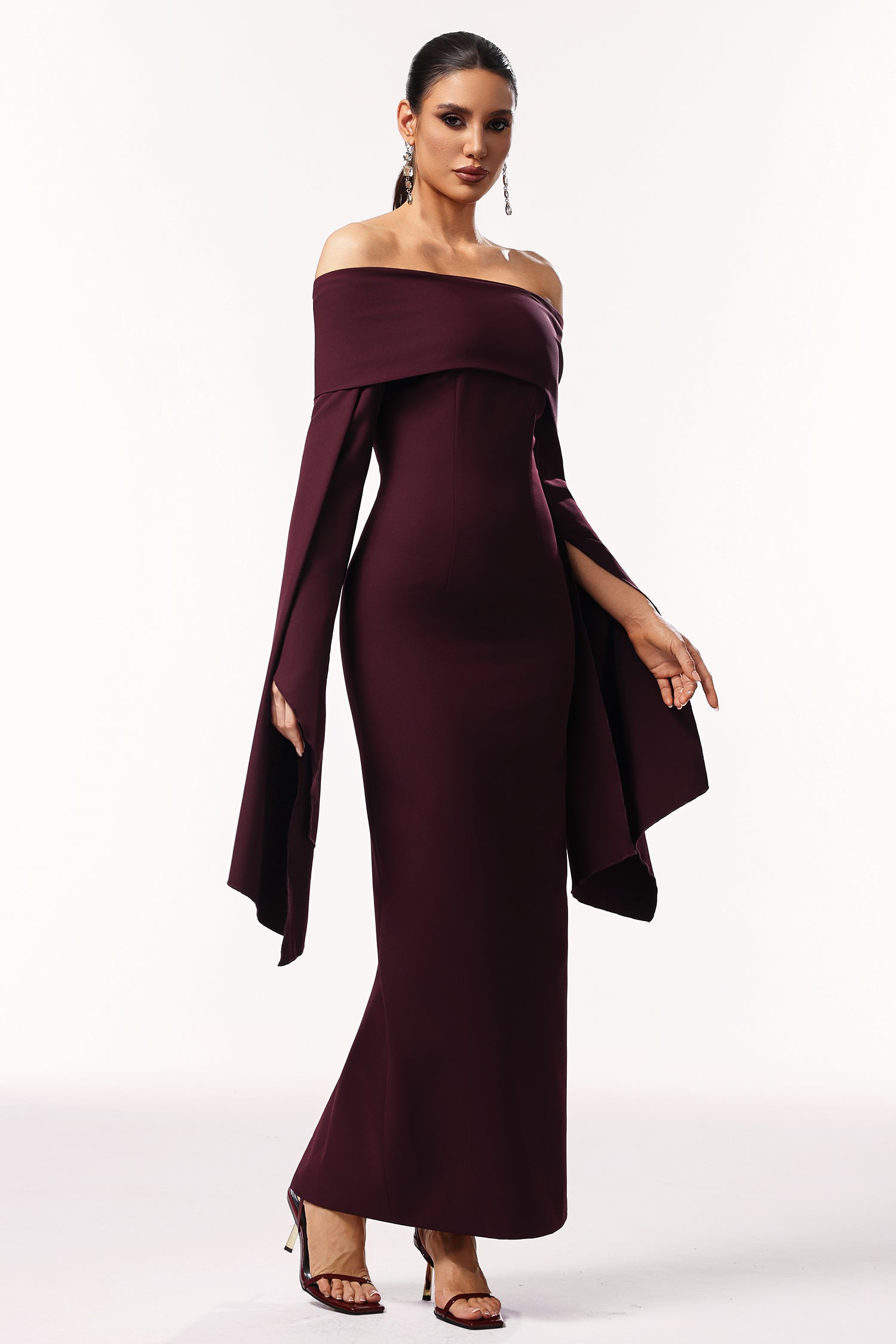 Zaria Off The Shoulder Long Sleeves Maxi Dress	