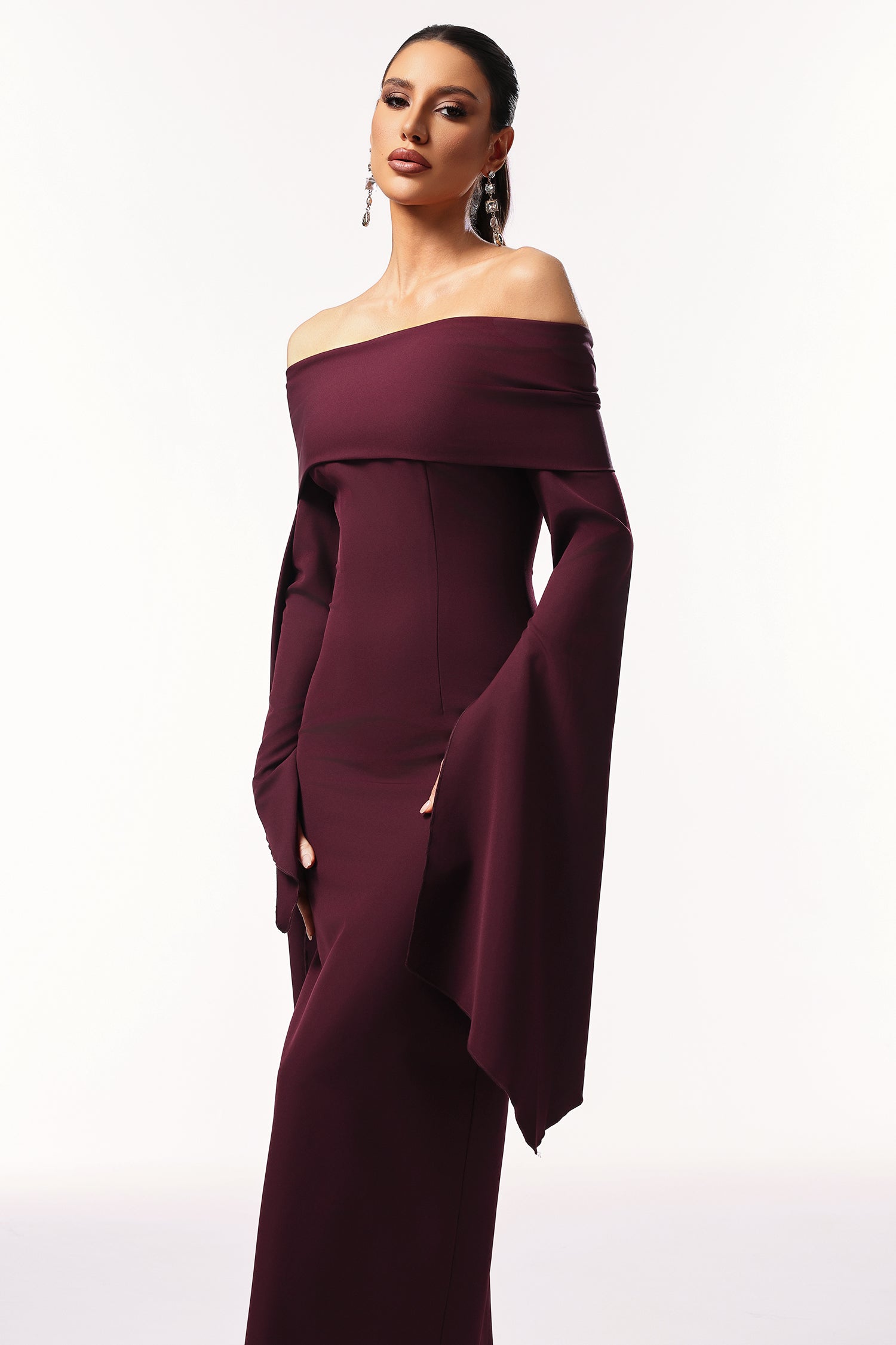 Zaria Off The Shoulder Long Sleeves Maxi Dress	